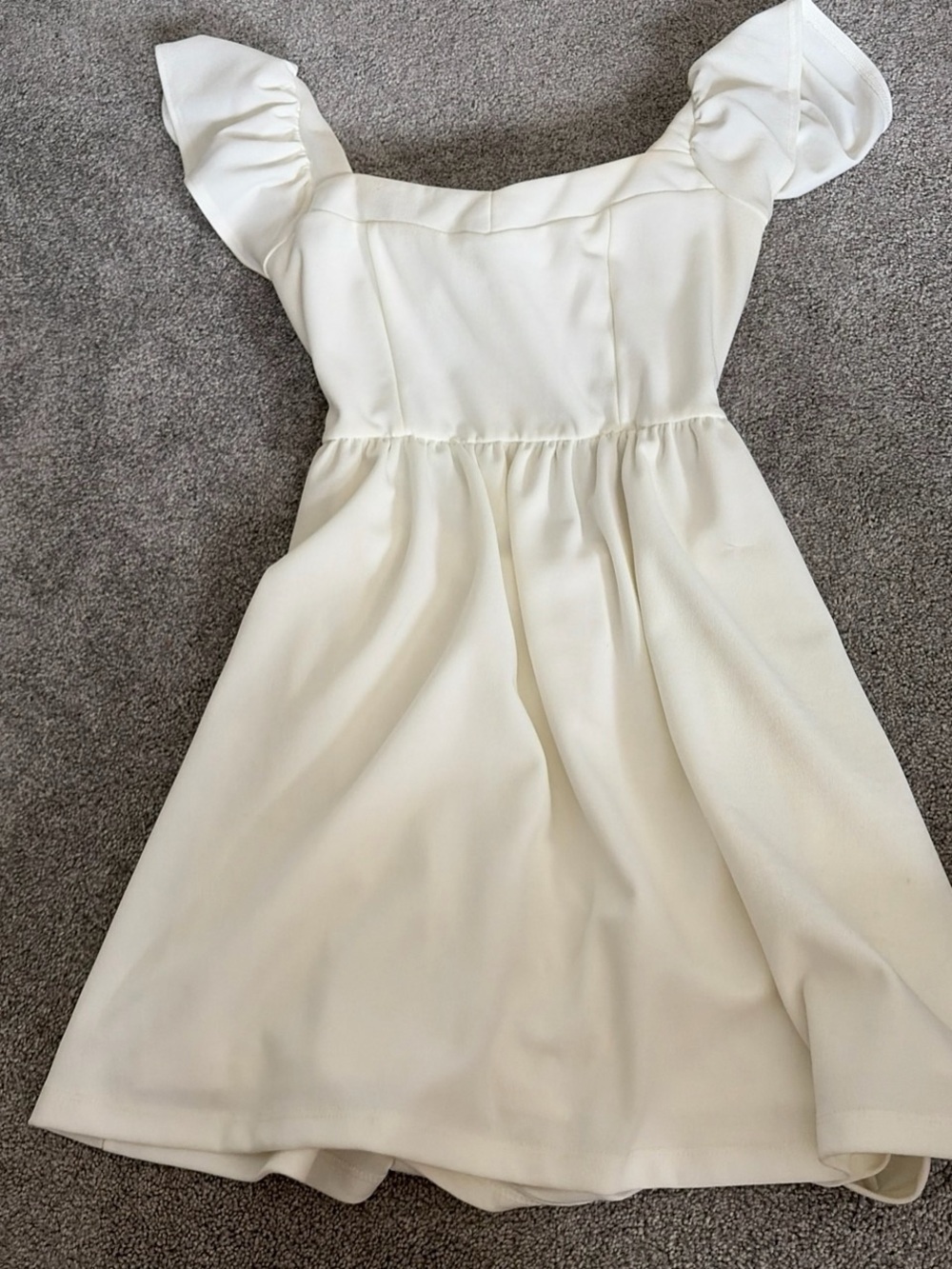 Altar'd State Ivory Mini Dress with Puff Cap Sleeves